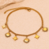 Tobillera con mini sol & estrellas en Acero inoxidable