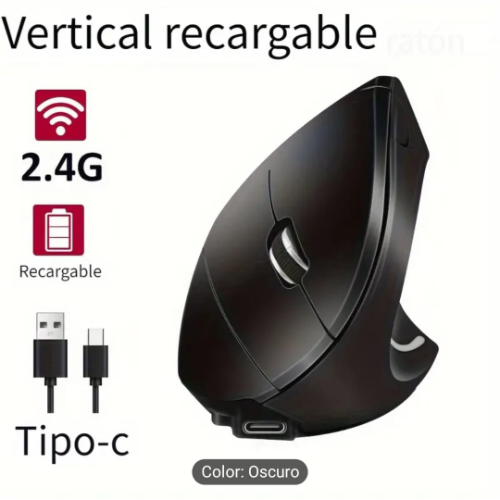 Mouse Recargable Vertical ergonómico ratón óptico inalámbrico