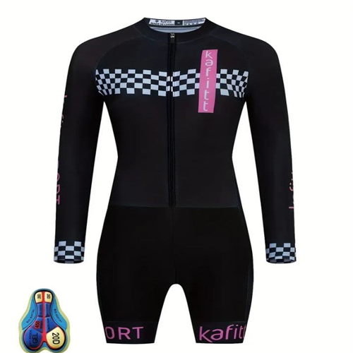 Uniforme Ciclismo Enterizo Dama Manga Larga Negro Con Badana En Gel
