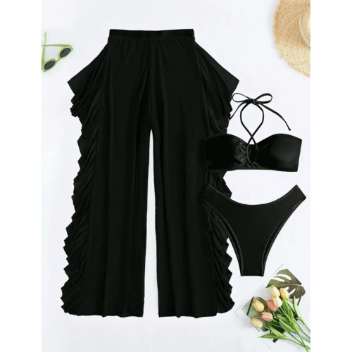 Vestidos de Baño 3 piezas negro pantalon