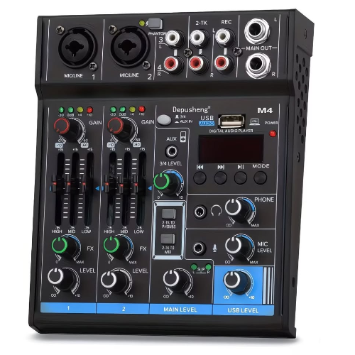 Consola mezcladora de audio profesional Depusheng M4 de 4 canales